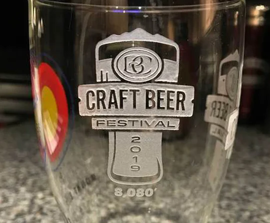Pint glass etched with the Craft Beer Festival 2019 logo